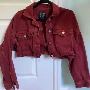 BDG cropped denim jacket (maroon)